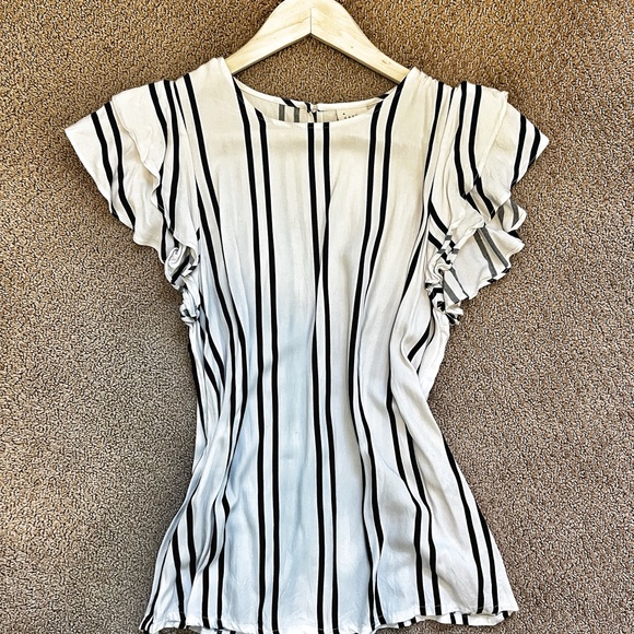 a new day Ruffle Sleeve Striped Top - Picture 1 of 1